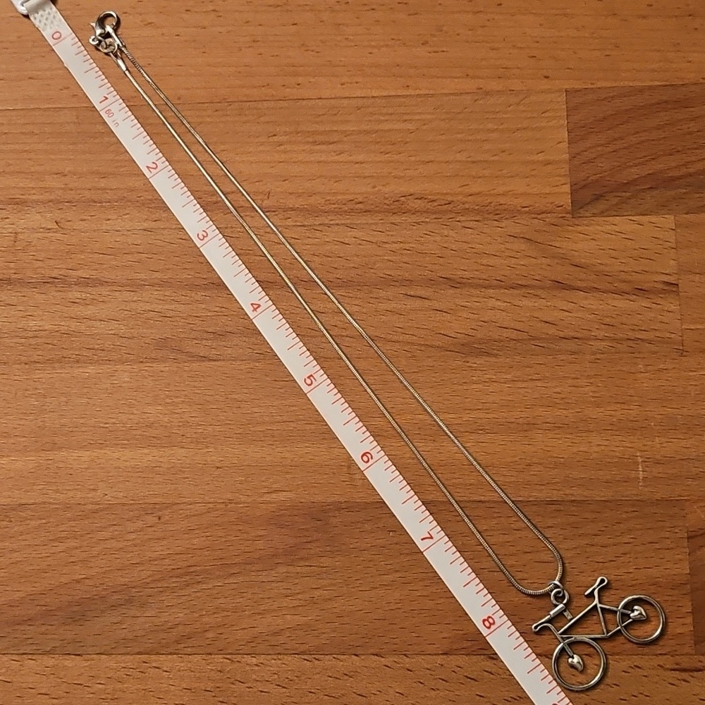 Sterling Silver Bicycle Pendant Necklace - Picture 5 of 5